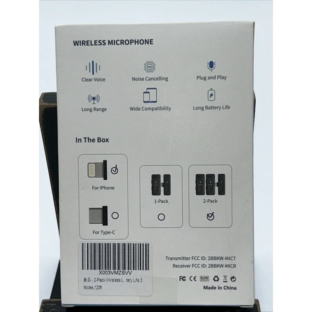Wireless Lavalier Microphone for iPhone - Android Phone/Camera/Computer/Lapto...